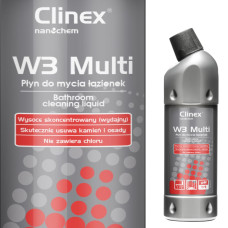 Clinex W3 Multi 1L ir lielisks šķidrums vannas istabu un sanitāro ierīču tīrīšanai