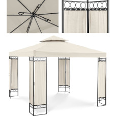 Uniprodo Dārza paviljona lapene saliekamā telts 3 x 3 x 2,6 m krēmkrāsas