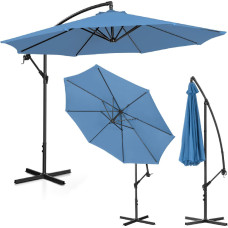 Uniprodo Dārza lietussargs uz rokas, apaļš noliecams, diam. 300 cm zils