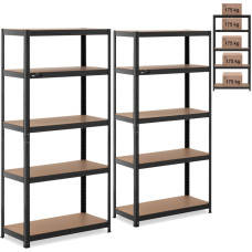 MSW Metāla plaukts glabāšanai ar 5 plauktiem 875 kg 90 x 40 x 180 cm ledus zils 2 gab.