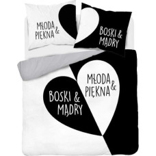 Kokvilnas gultas veļa 220x200 Young Beautiful & Divine Wise balta melna pelēka 4320 A Home 130