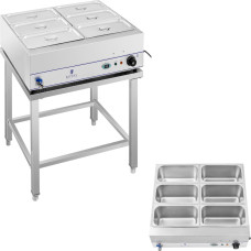 Royal Catering Bain marie ūdens sildītājs uz tērauda pamatnes 6 x GN 1/3 2000W 230V