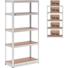 MSW Metāla noliktavas plaukts 5 plaukti 750 kg 100 x 50 x 197 cm pelēks