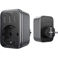 Ugreen 2in1 Sienas lādētāja adapteris EU AC 13A 2x USB USB-C 30W EU spraudnis melns