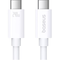 Baseus USB-C kabelis — USB-C 240 W PD 8K 60 Hz 40 Gb/s, 1 m balts