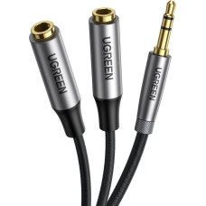 UGREEN AUX audio sadalītājs ar jack 3,5 mm kabeli, 20 cm (sudraba krāsā)