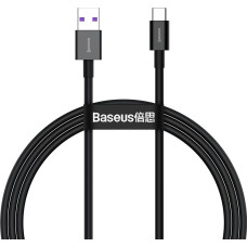 Baseus Superior USB - USB Typ C ātrās uzlādes datu kabelis 66 W (11 V | 6 A) Huawei SuperCharge SCP 1 m melns (CATYS-01)