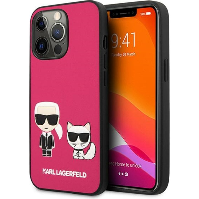 KLHCP13XPCUSKCP Karl Lagerfeld and Choupette PU Leather Case for iPhone 13 Pro Max Fuchsia