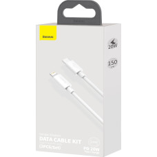 Baseus Simple Wisdom Data Cable Kit USB-C to Lightning PD 20W (2PCS|Set) 1.5m White