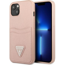 Guess Saffiano Double Card Case for iPhone 13 Pink