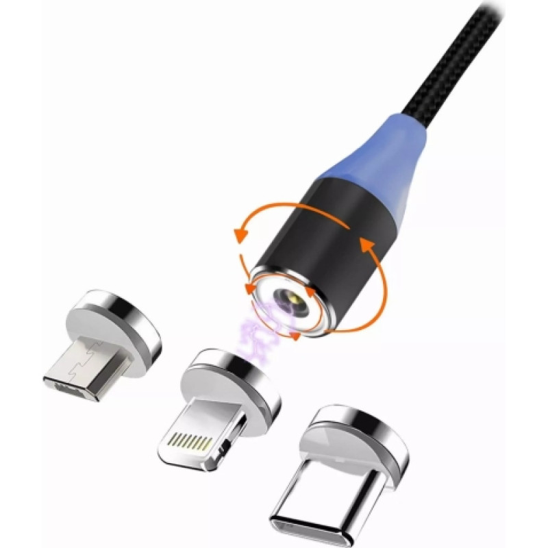 Vakoss Msonic MLU651 3in1 Micro USB Lightning Type-C magnētisks kabelis