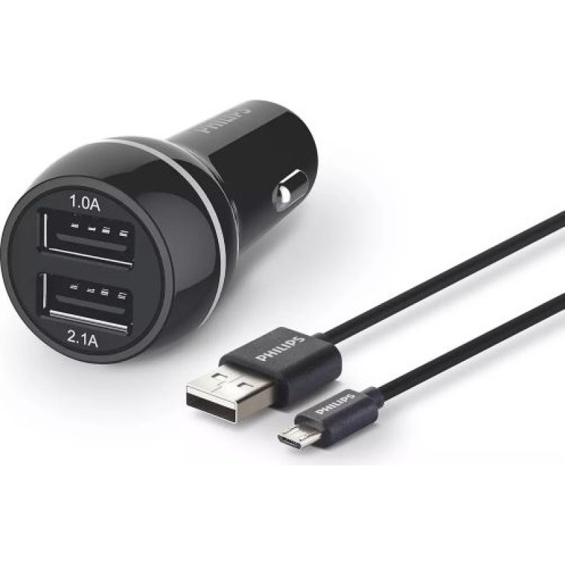 Philips DLP2357U|10 2xUSB automašīnas lādētājs + Micro USB kabelis 12V 3.1A