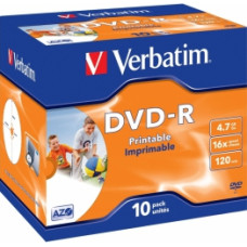 Matricas DVD-R AZO Verbatim 4.7GB 16x Printable, ID Branded,10 Pack Jewel