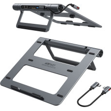 Acefast HUB multifunctional USB Type C laptop stand - 2x USB 3.2 Gen 1 (3.0, 3.1 Gen 1) | TF, SD | HDMI 4K @ 60Hz | RJ45 1Gbps | PD 3.0 100W (20V | 5A) gray (E5 space gray)