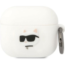 Karl Lagerfeld 3D Logo NFT Choupette Head Silicone Case for Airpods 3 White