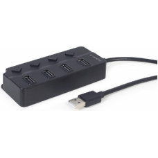 USB Centrmezgls Gembird USB 2.0 4-port Hub with Switches Black