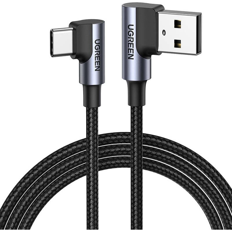 USB-C to USB-A 2.0 Angled Cable UGREEN US176, 3A, 3m (Black)