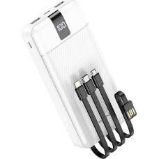 Borofone Power Bank 20000mAh BJ20A Mobile - 2xUSB - with 3 in 1 Micro USB, Type C, Lightning cable white