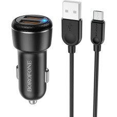 Borofone Car charger BZ17 Core - 2xUSB - QC 3.0 18W with USB to Micro USB cable black