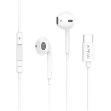 Wired in-ear headphones Vipfan M14, USB-C, 1.1m (white)