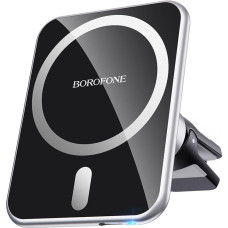 Borofone Car holder BH43 Xperience magnetic with induction charging, air vent mount for Magsafe black-silver