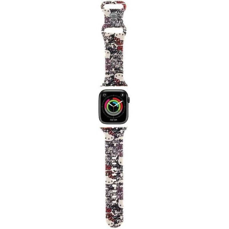 Hello Kitty Pasek HKAWMSDGPTE Apple Watch 38|40|41mm beżowy|beige strap Silicone Tags Graffiti