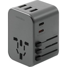 Energea ład. siec. 3xUSB+2xUSB-C PD-PPS-QC 3.0 35.5W 3A2C adapter 4w1 US|UA|EU|UK szary|gunmetal Travelworld