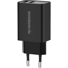 Riversong wall charger SafeKub D2 2x USB 12W black AD29