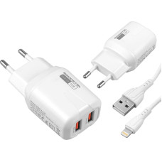 SOMOSTEL POWER CHARGER 2.4A|2xUSB DUAL+CABLE IPHONE SMS-A139 WHITE