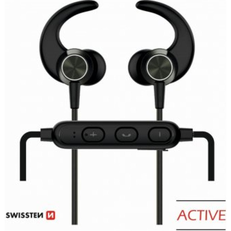 Swissten Active Wireless Bluetooth 4.2 Earphones | A2DP | AVRCP | HSP | HFP | Bezvadu Sporta Austiņas Melnas