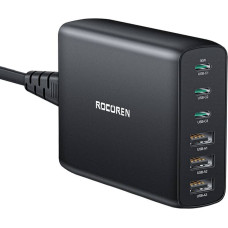 Rocoren Wall charger GaN Rocoren 3x USB-C, 3x USB, 100W (black)