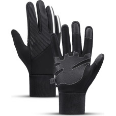 Insulated, non-slip sports phone gloves (size M) - black
