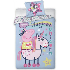 Kokvilnas gultas veļa 140x200 Peppa Pig 1337 vienradzis zila vienradža spilvendrāna 70x90