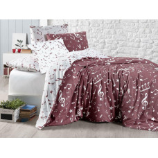 Kokvilnas gultas veļa 220x200 Galvenās bordo baltās zvaigžņu notis Cottonlove Exclusive 4