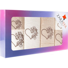 Dvieļu komplekts kastītē 6gb Love ecru beige 2gab. 30x50 50x90 70x140 400g/m2