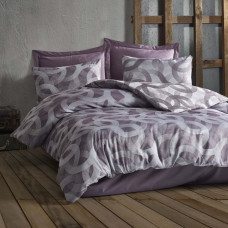 Kokvilnas gultas veļa 220x200 plankumi violeta žakarda ģeometrija Cottonlove Jacquard