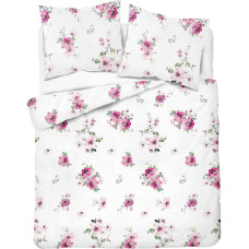 Flaneļa gultasveļa 220x200 Ziedi balti rozā 4036 A Flanelis 2022