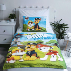 Kokvilnas gultasveļa 100x135 Paw Patrol Paw Dogs 8671 blue team