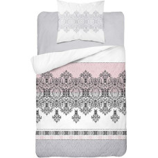 Kokvilnas gultasveļa 140x200 Glamour balti rozā austrumu ornamenti 3833 A Cotton 88