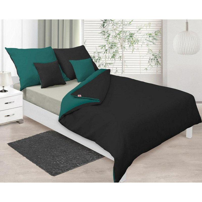 Satīna gultasveļa 160x200 Double Face zaļa tumši melna 34+48 KG