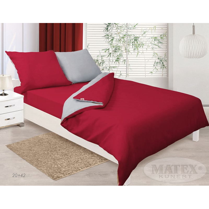 Satīna gultasveļa 160x200 Double Face sarkans sudrabs 42+20 vienkrāsains