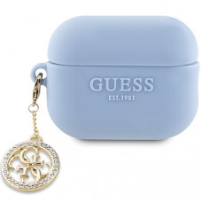 Guess GUAP23DSLGHDB AirPods Pro 2 cover niebieski|blue 3D Rubber 4G Diamond Charm