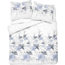 Satīna gultasveļa 160x200 balti zili ziedi 4397 A Home Satin 122
