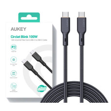 Aukey CB-KCC102 USB-C Type-C Power Delivery PD 100W 5A 1.8m Kevlar Black