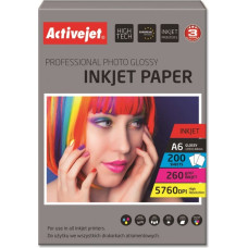 Activejet AP6-260GR200 photo paper for ink printers; A6; 200 pcs; 10x15