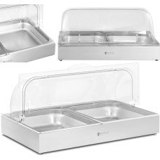 Royal Catering Bufetes tipa brokastu vitrīna ar rolltop vāku 2x GN 1/2 2x 4 l