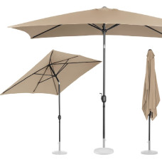 Uniprodo Taisnstūrveida saliekams lietussargs ar kloķi 200 x 300 cm, pelēkbrūns