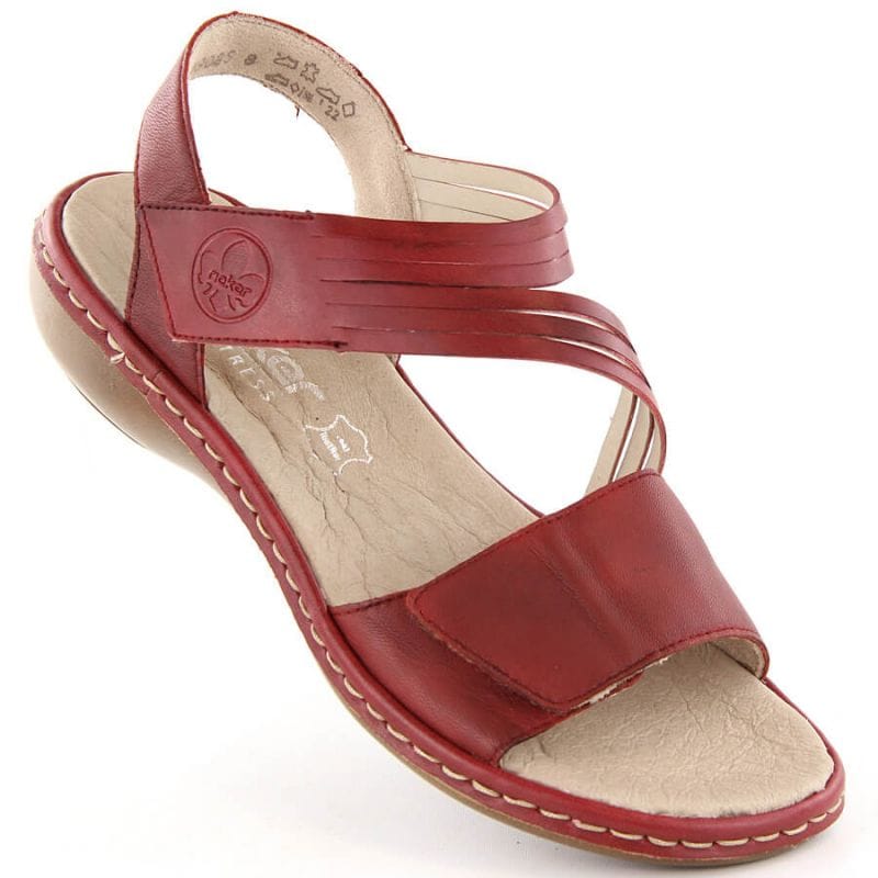 Rieker Leather comfortable sandals W RKR685 red