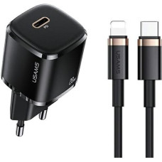 USAMS T36 mini lādētājs 20W + kabelis USB-C-Lightning black