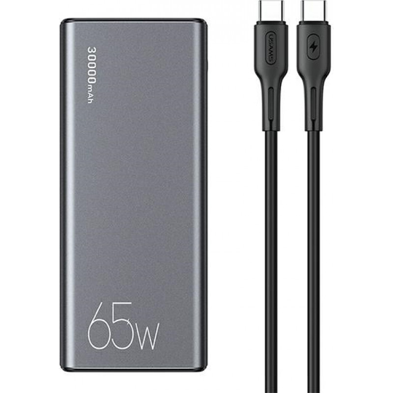 USAMS Powerbank PB59 30000mAh 65W 2xQC3.0+PD Fast Charge czarny|black CMXLOGTC01 (US-CD165) + kabel USB-C-USB-C